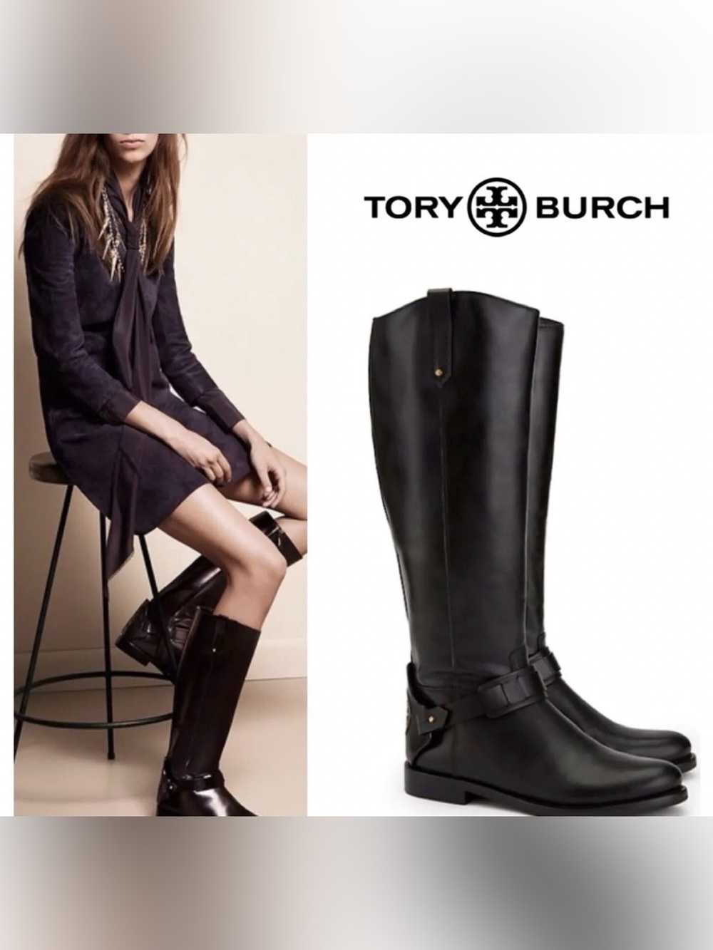 Tory Burch Colton Black
Leather Riding Boots